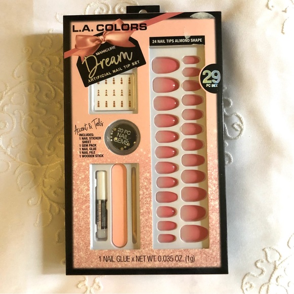 L.A. Colors Manicure Dream Artificial Nail Tip 29 Piece Set Gem Accents & Tools - Picture 10 of 11